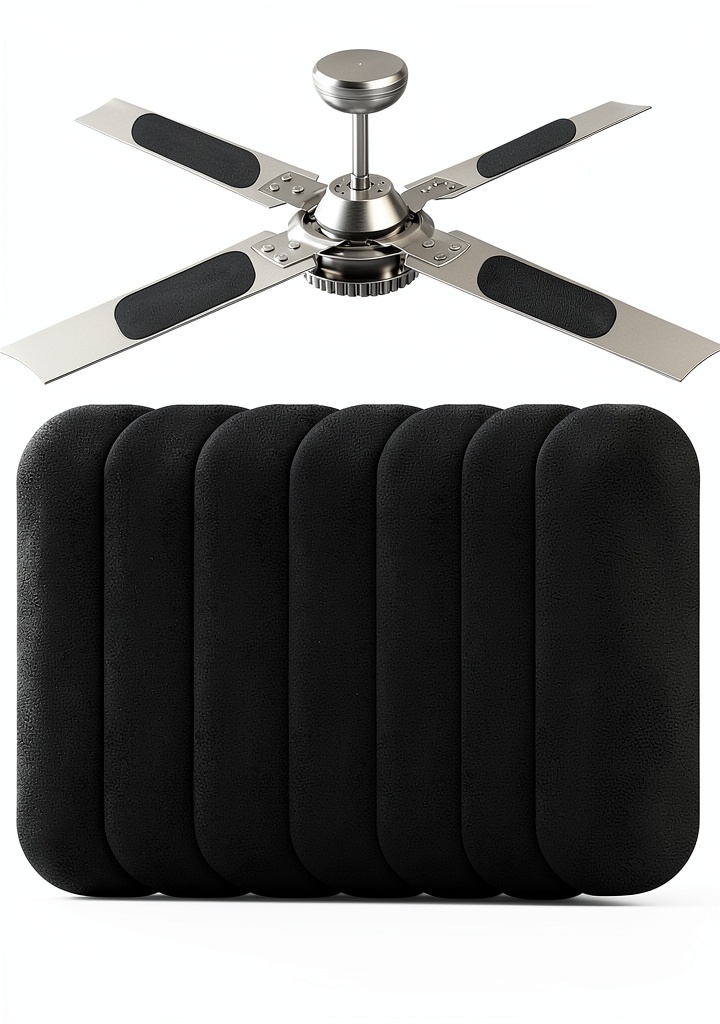 Mzario ceiling fan filters installed on a black fan blade in a living room