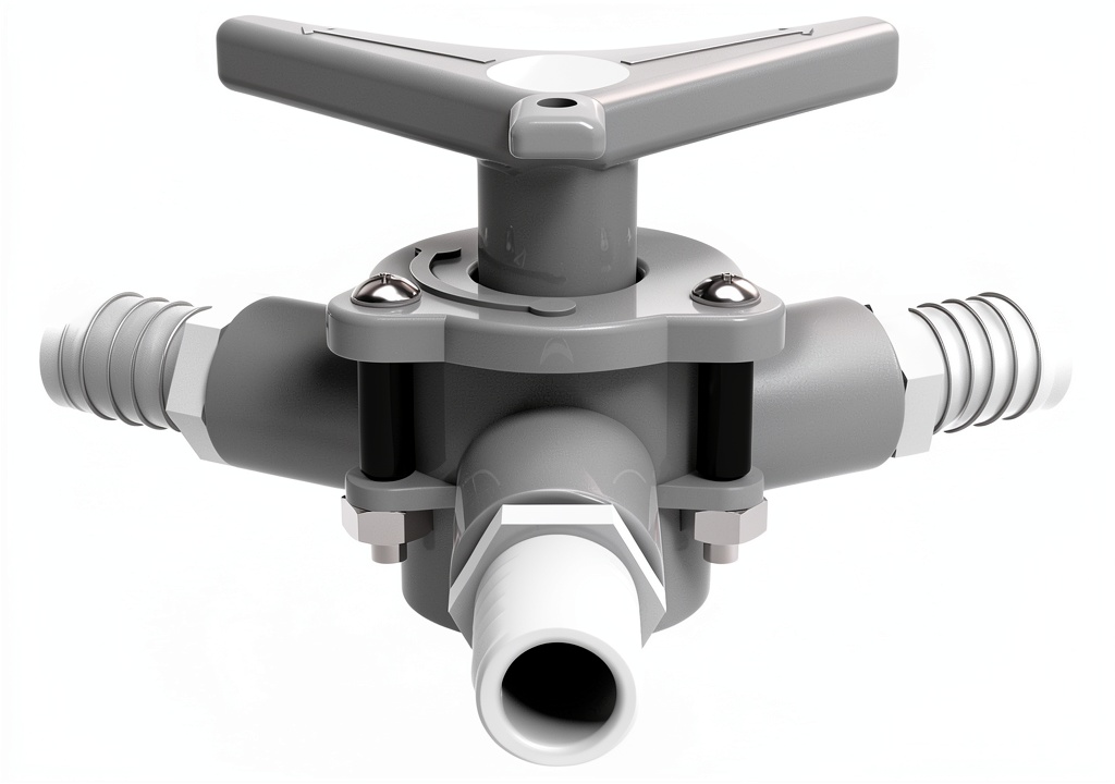 SEA-LECT resin filter valve with barb connections in an industrial setup